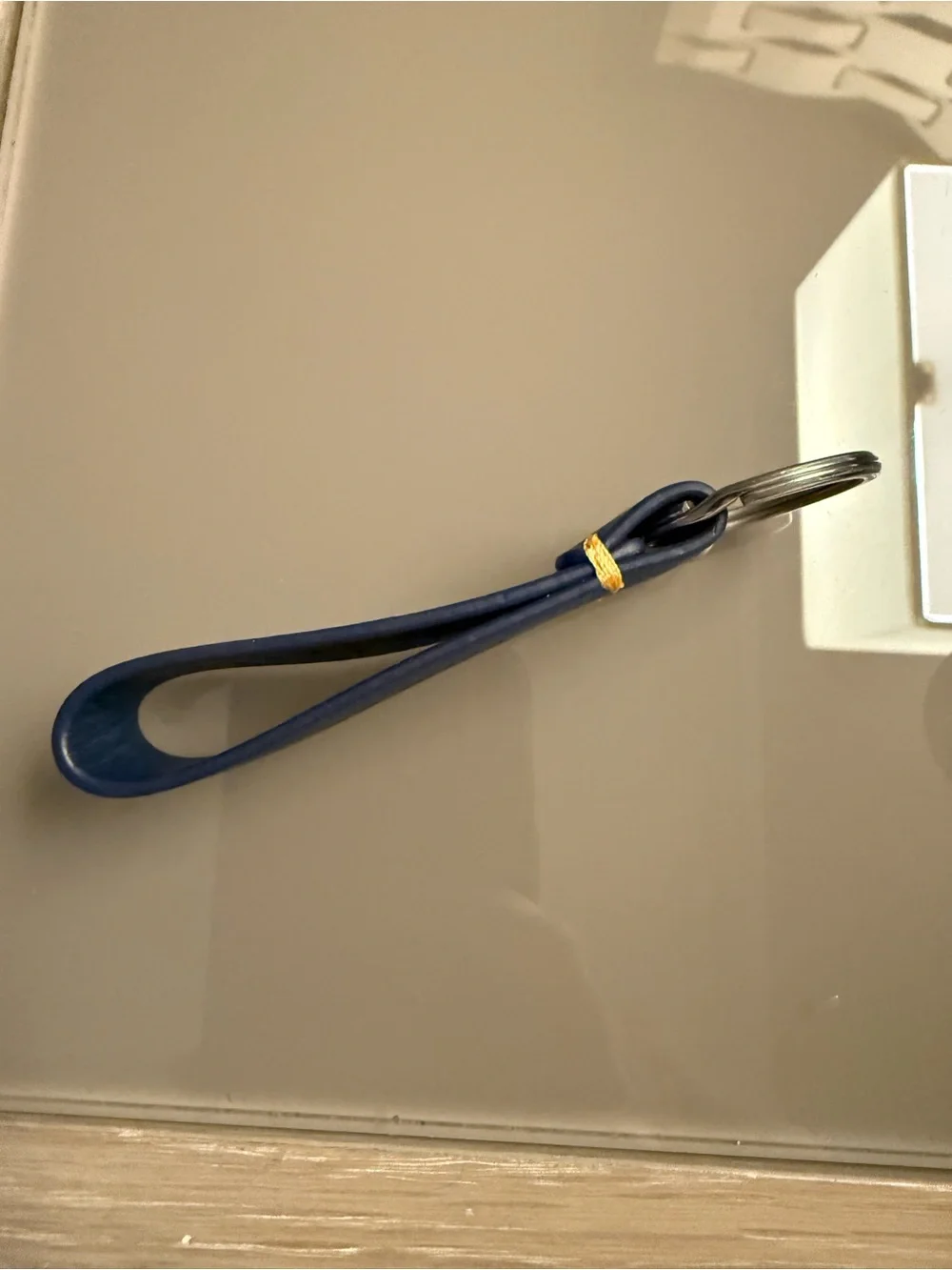 NEW Land Rover Navy Leather Loop Keyring Keychain Genuine